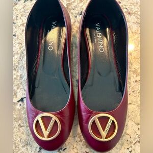 SALE! Valentino flats burgundy red size 10 worn once and beautiful!